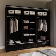 Madison 255cm Sliding Door Wardrobe - Black 