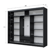 Mersey 250cm Sliding Door Wardrobe Black 