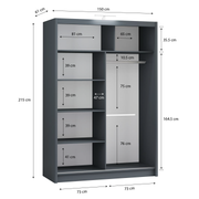 Piper 150cm Sliding Door Wardrobe Graphite 