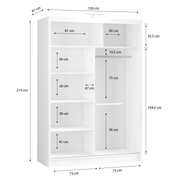 Piper 150cm Sliding Door Wardrobe White 