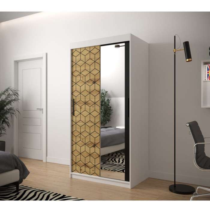 Farah 100cm Sliding Door Wardrobe White 