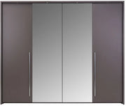 Ribble 256cm Bi-folding 4 Door Sliding Wardrobe Lava with Mirror 