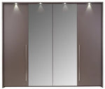 Ribble 256cm Bi-folding 4 Door Sliding Wardrobe Lava with Mirror 