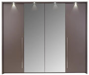 Ribble 256cm Bi-folding 4 Door Sliding Wardrobe Lava with Mirror 