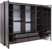 Ribble 256cm Bi-folding 4 Door Sliding Wardrobe Lava with Mirror 