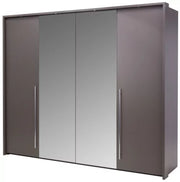 Ribble 256cm Bi-folding 4 Door Sliding Wardrobe Lava with Mirror 
