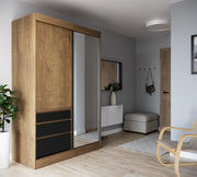 Haidar | 140cm Sliding Door Wardrobe | Oak