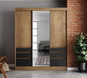 Haidar | 180cm Sliding Door Wardrobe | Oak