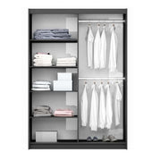 VIGO 150cm Sliding Door Wardrobe Graphite+Mirror 