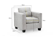 Archie Sofa - Grey Fabric Armchair - 87 CM 