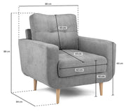 Aurora Sofa - Grey Armchair - 88 cm 