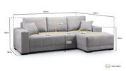 Andes Sofabed - Black/Grey Right Hand Facing Corner - 239 x 140 CM 