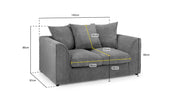 Amsterdam Jumbo Sofa - Grey 2 Seater - 145 CM 