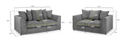 Amsterdam Jumbo Sofa - Grey 3+2 Set - 174 x 145 CM 