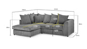Amsterdam Jumbo Sofa - Grey Left Hand Facing Corner - 212 x 164 CM 