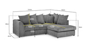 Amsterdam  Jumbo Sofa - Grey Right Hand Facing Corner - 212 x 164 CM 
