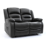 Chicago Electric Leather Recliner Sofa - Black 2 Seater 