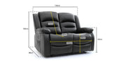 Chicago Electric Leather Recliner Sofa - Black 2 Seater 