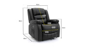 Chicago Electric Leather Recliner Sofa - Black Armchair - 92 cm 