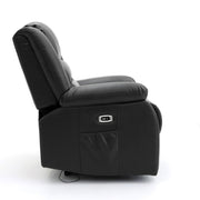 Chicago Electric Leather Recliner Sofa - Black Armchair - 92 cm 