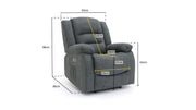 Chicago Electric Fabric Recliner Sofa - Graphite Armchair - 92 cm 
