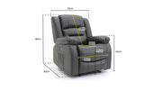 Chicago Electric Leather Recliner Sofa - Grey Armchair - 92 cm 