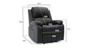 Grosvenor Electric Recliner Sofa - Black Armchair - 92 cm 