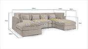 Knightsbridge Sofa - Beige U Shape Corner - 330 x 200 x 200 CM 