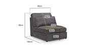 Kylie Modular Sofa - Grey Armless Piece - 90 CM 