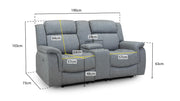 Florida Electric Recliner Sofa - Grey 2 Seater 