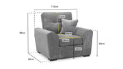 Maxwell Sofa - Grey Armchair - 110 CM 