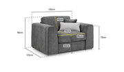 Naples Sofa - Grey Armchair - 140 CM 