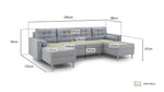 Alaska Sofabed - Grey U Shape Corner 295 x 153 x 153 CM 