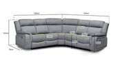 Florida Electric Recliner Sofa - Grey Large Corner - 239 x 239 CM 