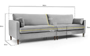 Munich Sofa - Plush Grey 4 Seater - 280 CM 