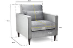 Munich Sofa - Plush Grey Armchair - 85 CM 