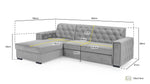 Hawaii Sofabed - Plush Blue Left Hand Facing Corner 260 x 180 cm 