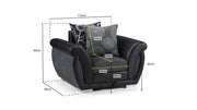 Shannon Sofa - Black/Grey Armchair - 115CM 