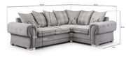 Verona Scatterback Sofa - Grey Right Hand Facing Corner - 263 x 180 CM 