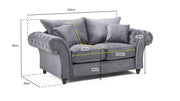 Richmond Fullback Sofa - Grey 2 Seater - 202 CM 