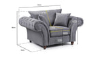 Richmond Fullback Sofa - Grey Armchair - 145 CM 
