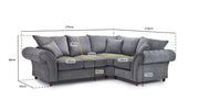 Richmond Fullback Sofa - Grey Right Hand Facing Corner - 270 x 210 CM 