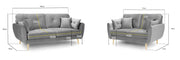 Zinc Sofa - Grey 3+2 Set - 196 x 153 CM 