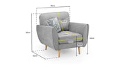 Zinc Sofa - Grey Armchair - 88 CM 