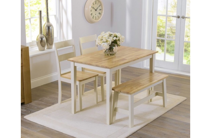Chichester Oak And Cream Dining Table, Small Rectangle Kitchen Table With Bench