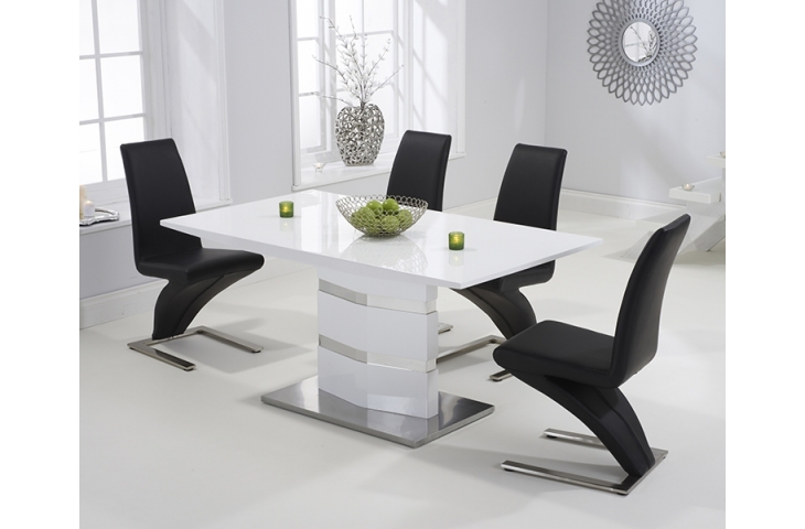Springfield White High Gloss Dining, High Gloss Dining Room Table And Chairs Set Of 4
