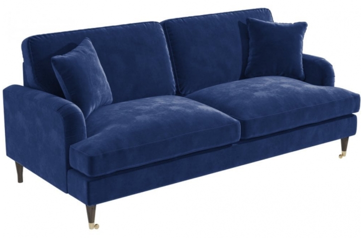 Modern Fashion swan Velvet Fabric with 2 or 3 Seater Sofa or a Sofa Suite Suite,Blue-2 Seater Sofa 