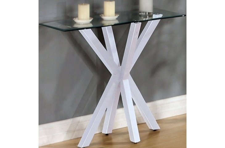 Alissa High Gloss White Finish Clear, High Top Console Table
